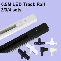 Led Track Light Rail 2 Wires Track Rail Fitting Aluminum 0.5M 1M Rails Jointer I Connector T For Store Home Spot Track Install