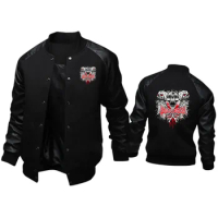 Fashion Brand Jacket High Quality Moto Racing Breathable Tops Skull Racing print windproof motorcycle leather jacket for men