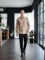 SASIRANGAN Mocca Cream Baju Pria Kemeja Batik Lengan Panjang Katun Halus Mocca 2XL