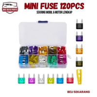 120pcs Sekring Tusuk Tancap Kecil Fuse Kotak Sekring Mobil Motor Auto 2A-35A 10 Spesifikasi