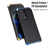 Shockproof Metal Bumper Case For Xiaomi Redmi K60 Pro Case Luxury Aluminum Frame Cover For Redmi 50 40 Pro 40S PC Backplane Case