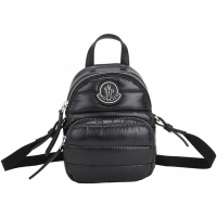 MONCLER Kilia 小型 品牌浮刻標誌尼龍手提/斜背包(黑色)