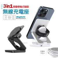 【MINIQ】WC-002 15W三合一折疊便攜式 磁吸無線充電座(iPhone/Watch/Airpods)
