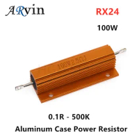 100W Aluminum Power Metal Shell Case Wirewound Resistor RX24 0.01R ~ 500K 1 6 8 10 20 200 500 1K 10K 100 500K ohm Resistance