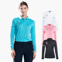 【PING】女款素面薄長袖POLO衫-RA22290-黑/白/綠/粉紅(吸濕排汗/抗UV/GOLF/高爾夫球衫)
