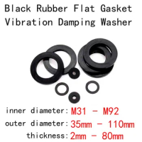 M31-M92 35mm-110mm Black Rubber Flat Gasket Vibration Damping Gaskets Round Washer Shock Absorbing Cushioning 2mm-80mm Thickness