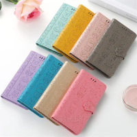 3D Carving Kitty Puppy Pattern For Rakuten Hand 5G Big S Phone Case Leather Flip Stand Card Slots Protect Cover Wallet