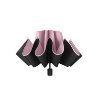 DISKON BARU!! Payung Lipat Terbalik Jumbo Buka Manual Warna Warni Kuat Anti Badai UV - Baby Pink