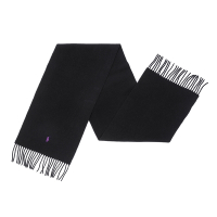 Polo Ralph Lauren RL 熱銷刺繡小馬羊毛針織圍巾(義大利製)-黑色