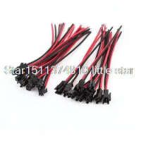 10 Pairs 6" Length 2 Pins EL Wire Cable Connectors Black Red