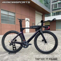 Winowsports factory complete TT bike 700C Time Trial Triathlon t1000 full carbon fiber black frame using Shiman0 105 groupset