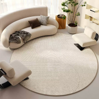 現貨－簡約侘寂北歐輕奢地毯12 (圓形100cm) 高級沙發茶几毯地墊