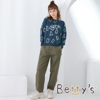 betty’s貝蒂思　寬版笑臉繡線長褲(軍綠)