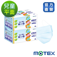 【Motex摩戴舒】 醫用口罩(未滅菌)-平面小童口罩(50片裸裝/盒)-2盒組100片-藍色