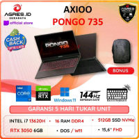 Axioo PONGO 735 I7 13620H RTX3050 6GB/ 16gb 512gb DOS/W11 15.6FHD 144HZ IPS RGB 3Y GRY - Paket Lengk