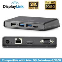 USB 3.0 HDMI-compatible VGA Docking Station Chip of Displaylink USB 3.0 Video Converter Docking Station VGA HDMI+RJ45+USB