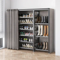 Nordic Luxury Shoe Cabinet Home Multi-layer Storage Shoe Rack Rental House Large Capacity Shoe Shelves with Dust-proof Curtain