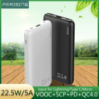 FERISING 5A VOOC Super Fast Charger 10000mah Power Bank USB Type C External Battery PD QC 3.0 Powerbank for Oneplus 6T 7 8 9 10