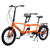 Tandem Bike 20 inch Folding City Tandem Bicycle Foldable Tandem Adult Beach Cruise Cycling
