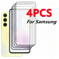 ตัวป้องกันหน้าจอ, 4 ชิ้น, สำหรับ Samsung A05, A05S, A15, A25, A35, A55, ฝาครอบเต็ม, กระจกนิรภัย, สำห