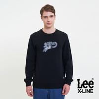 Lee 草寫LOGO大學T 男 X-LINE 黑LL220395K11