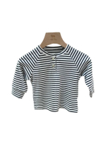 เสื้อยืดเด็กเล็กผู้ชาย แขนยาว ลายทาง Horizon ไซส์ 73 JP สีขาว