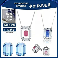 【百貨屋二號】Swarovski 施華洛世奇 施華洛奧地利水晶Chroma長方形藍色水晶項鏈墜八角形切割女友禮物