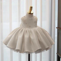 Infant Girls Birthday Dress For Toddlers Christmas Beads Baby Girl Baptism Dresses 1 2 Years Old Birthday Party Vestido Outfits