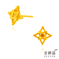 【金緻品】黃金耳環 星意 0.34錢(5G工藝 純金耳環 菱形 飛鏢 雙層 簍空 方形 純金貼耳)