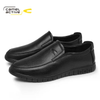 Camel Active Men Loafers Autumn New Retro Black Breathable Man Genuine Leather Men's Trend Casual Shoes DQ120143