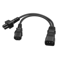 สายไฟต่อปลั๊กตัวผู้ IEC C14, ขั้วต่อ 3 ขา, สายแปลง IEC320-C14 ถึง IEC320-C13 + C5, สายเคเบิลอะแดปเตอ