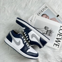 【NIKE 耐吉】Air Jordan 1 Low Midnight Navy 午夜藍 低筒 海軍藍 灰 553558-141(553558-141)