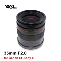 WesleyWSL 35mm F2.0 Lens Manual Focus for Canon EF mount EOS-M 500D 600D 650D 700D Sony E mount A7 A7RM2 A7RM3 A7RIII Cameras