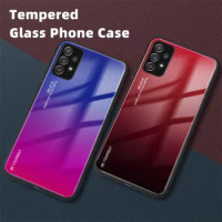 For Samsung A32 4G A325F Case Gradient Tempered Glass Back Cover Hard Case Soft Bumper for Samsung Galaxy A32 4G A325M A325N