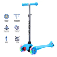 US Stock 4 Adjustable Height, Extra-Wide Deck with Brake &amp; 3 PU Flashing Wheels Kids Scooter