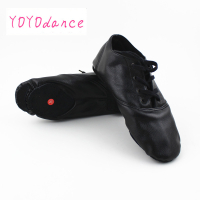 ผู้หญิงผู้ชายเด็กรองเท้าผ้าใบสีดำหนัง PU ลูกไม้ขึ้นรองเท้าเต้นรำแจ๊สแยก Outsoles รองเท้าเต้นรำในร่มรองเท้าเต้นรำที่ทันสมัย