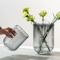 歐式創意簡約玻璃花瓶U型原色幾何透明花瓶家居客廳插花裝飾擺件