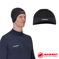 【Mammut 長毛象】WS Helm Cap 超輕彈性頭盔帽.防風防寒無邊帽(1191-00703-0001 黑)