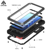 For Sony Xperia 1 5 10 II Case LOVE MEI Shockproof Dirt Proof Water Metal Armor Cover Phone Case For Sony Xperia XA1 Z5 Compact