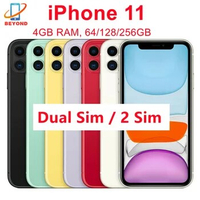 Apple iPhone 11 Dual Sim 2 Sims 6.1" RAM 4GB ROM 64/128/256GB A13 Bionic iPhone11 Face ID NFC Genuine Original 4G LTE Cell Phone