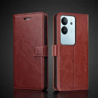 Card Holder Cover Case for Vivo V29 Pu Leather Flip Cover Retro Wallet Phone Case Vivo V29 Business Fundas Coque