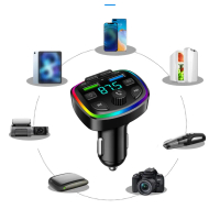 ที่ชาร์จแบตในรถเครื่องเล่น MP3, 7-สี B-T MP3, 4-In-1, 12-24V 3.1A, พร้อมเครื่องส่งสัญญาณ FM