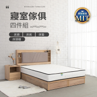 IDEA-MIT寢室傢俱暖色木作五件組(含床墊)