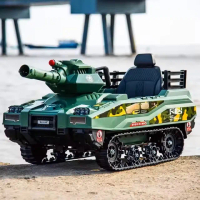 【奔雷國際】戰車造型兒童可坐式玩具車 DLS-X6 12V　可發射砲彈坦克車(汽車模型玩具 遙控汽車 兒童超跑)