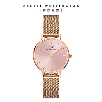 Daniel Wellington DW 手錶 Petite Melrose 28mm柔光粉玫瑰金米蘭金屬錶 DW00100368