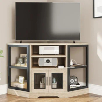 TV Cabinet TV Media Console with 6 Open Storage Shelves for Living Room Bedroom TV Stand