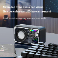 1800mAh Speaker Bluetooth Mekatronika Bass Tws Ganda dengan Lampu RGB LED - Hitam, Penggantian Grati