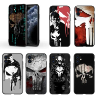 Marvel Punisher For Apple iPhone 13 12 11 Mini XS XR X Pro MAX SE 2020 8 7 6 5 5S Plus Black Silicone Phone Case