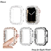 Luxury PC case for Apple watch bling cover for iwatch38mm40mm41mm42mm44mm45mm49mm Double row drill hollowed out half pack case