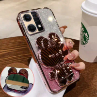 Luxury Cover for Reno7 4G Glitter Stand Holder Case For OPPO Reno 7 5G 10 Pro 7Z A57S A98 A78 Bracket Shockproof Case Reno 7 4G